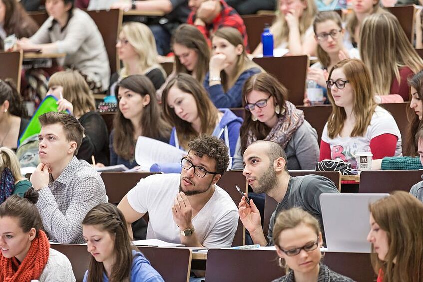 Students in the lecture hall during a lecture.</p>
<p> </p>
<p>