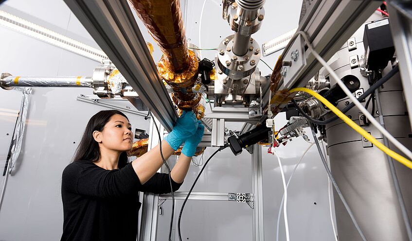 Student preparing an experiment.