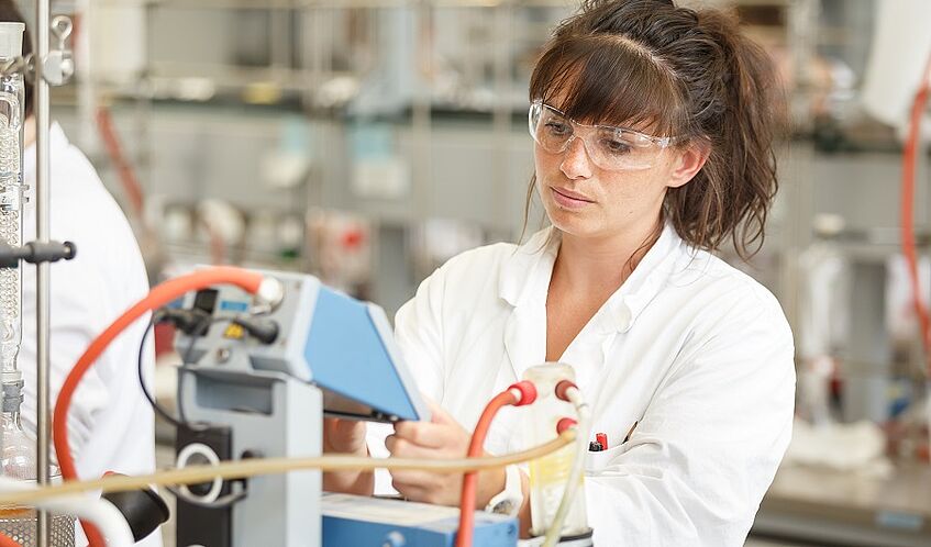 Student doing an experiment.