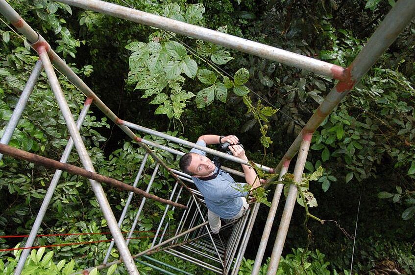 Man on a viewing platform.