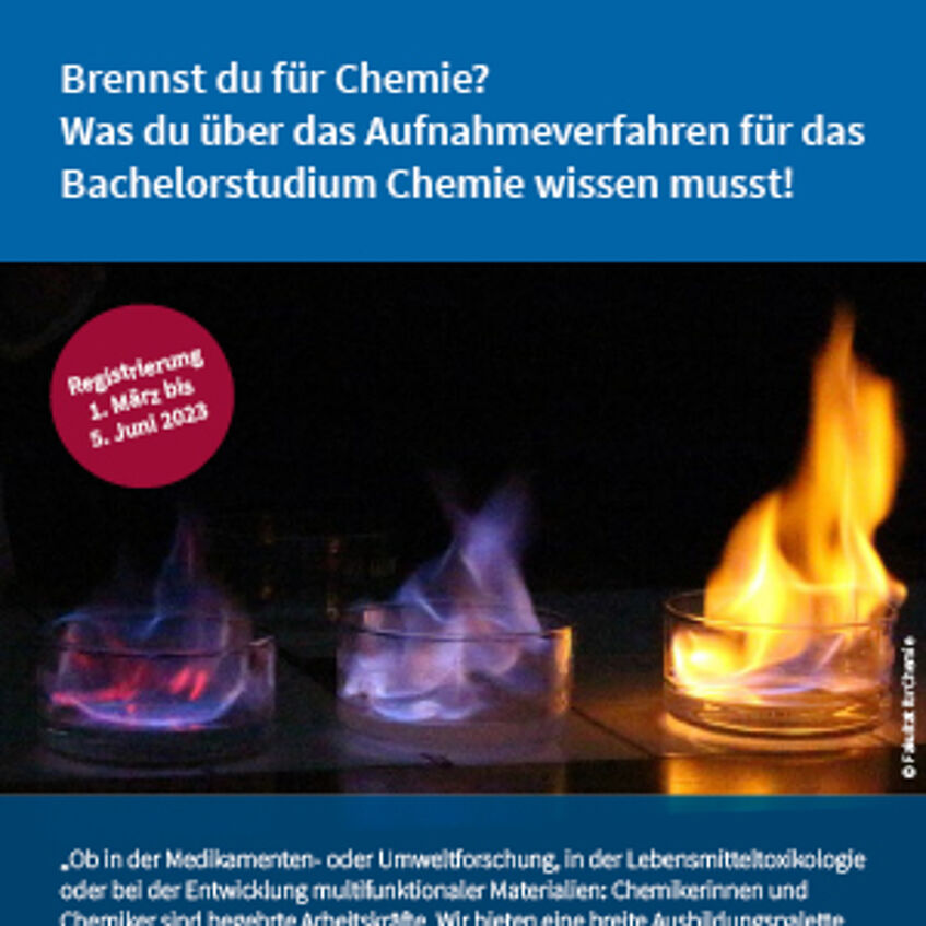 Flyer Aufnahmeverfahren Chemie zum Download (PDF).