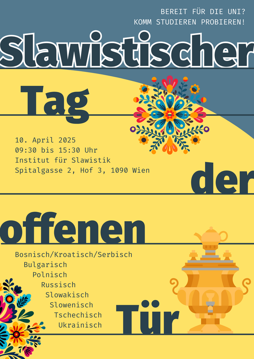 Programm zum Slawistischen Tag der Offenen Tür zum Download als PDF (2 Mbytes).